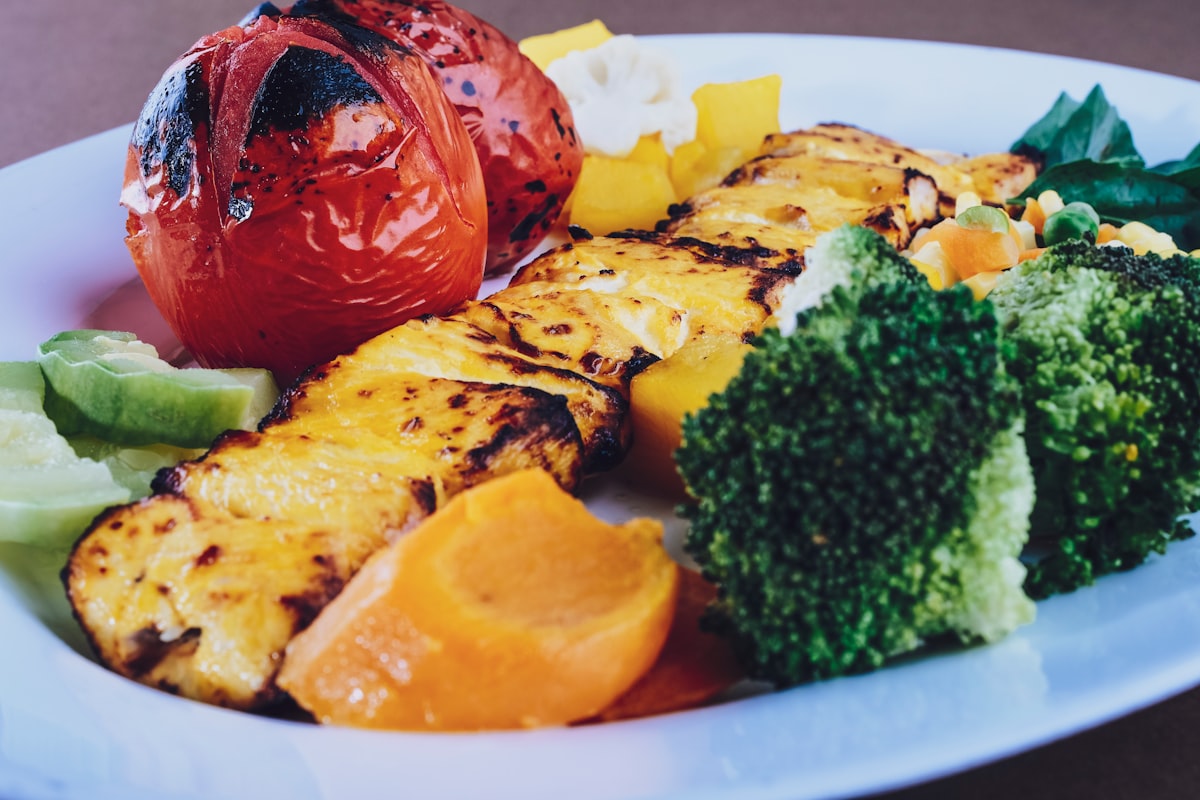 Organic cooking with fresh, natural ingredients on wooden preparation surface